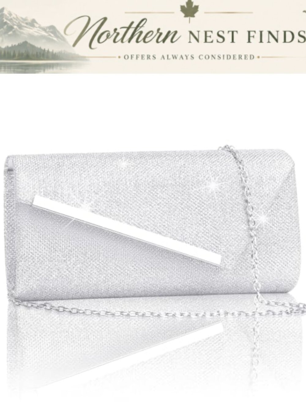 Glitter Envelope Clutch Evening Bag with Detachable Chains Formal Wedding